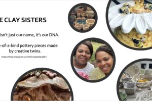 Handmade pottery pieces by The Clay Sisters, showcasing creative twin artists.