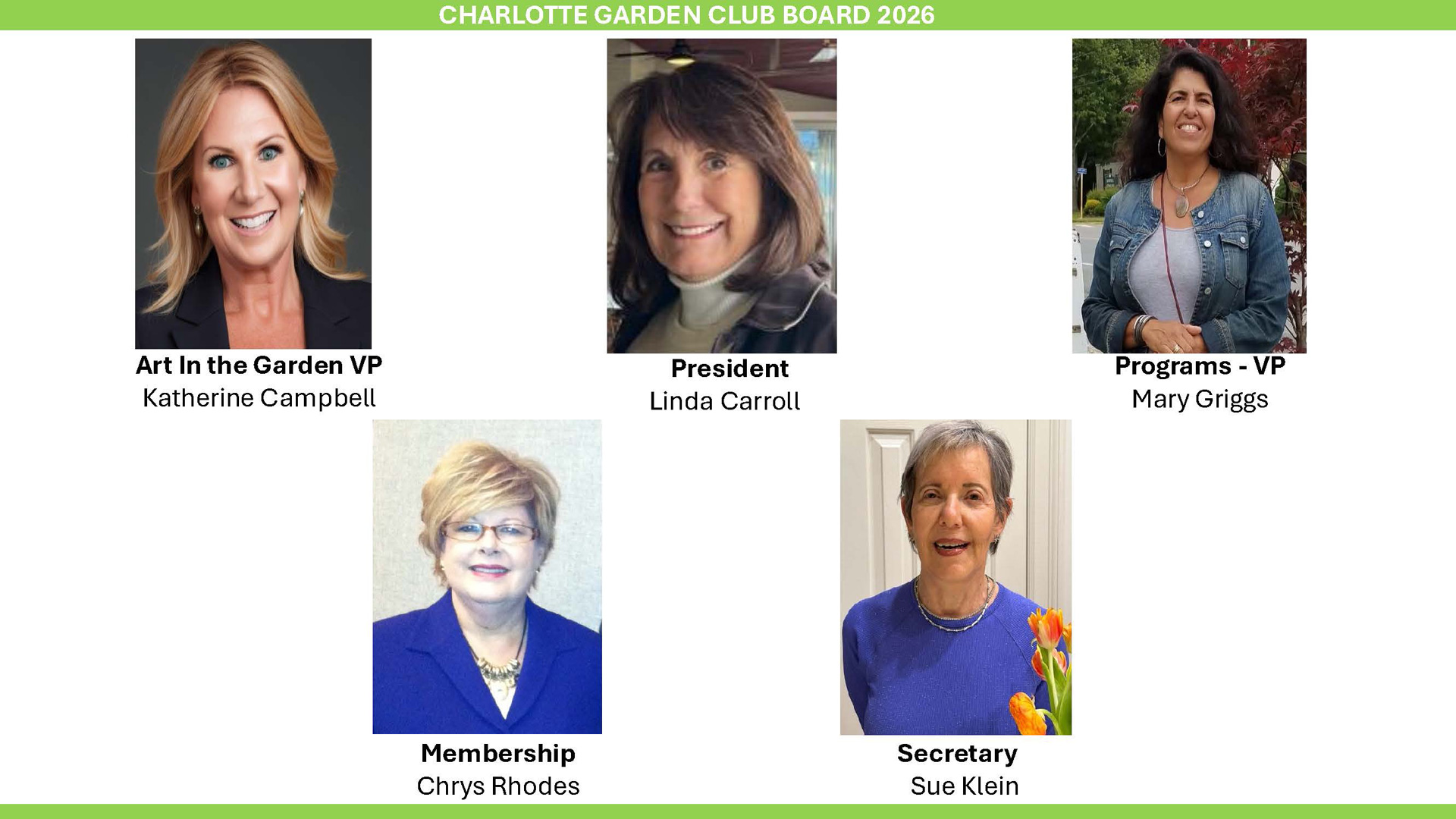 Charlotte Garden Club board members including president and officers.
